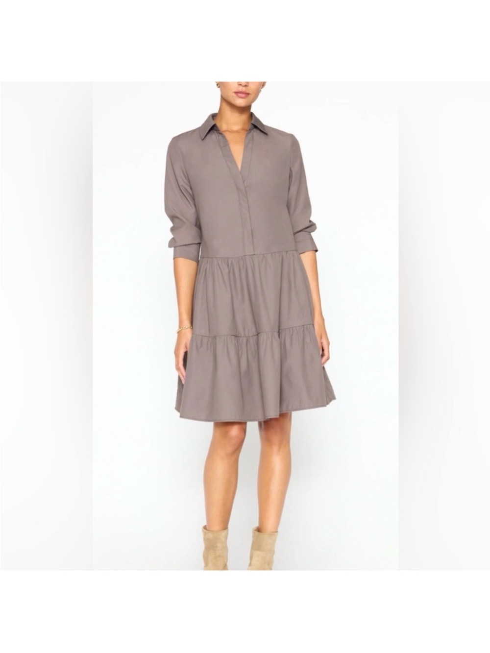 Brochu Walker X-Small Havana Mini Dress Tiered Brown